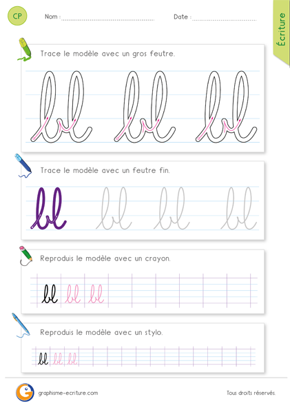 Leçon d'écriture cursive : écrire et lire la date en cp ce1 et ce2 