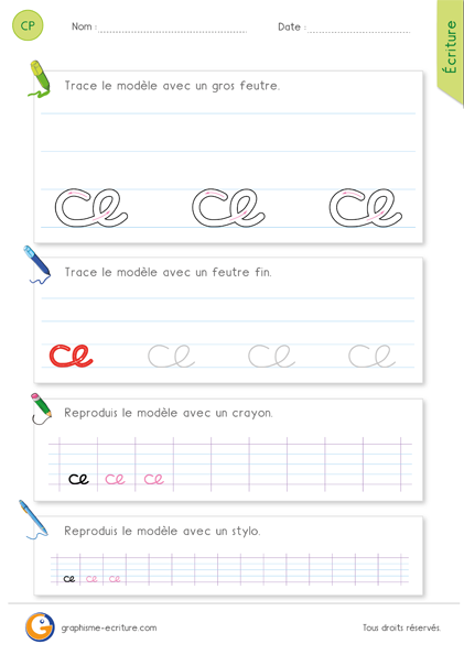 exercice-fiche- graphisme-écriture-cp-ce1-écrire-la-syllabe-ce-minuscule-cursive
