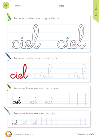 14-ecriture-cp-apprendre-a-ecrire-les-mots-utiles-b  Exercices d'écriture,  Écriture cursive, Ecriture ce2