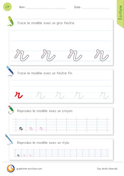 Apprendre l’écriture CP CE1 Écrire la lettre r en cursive
