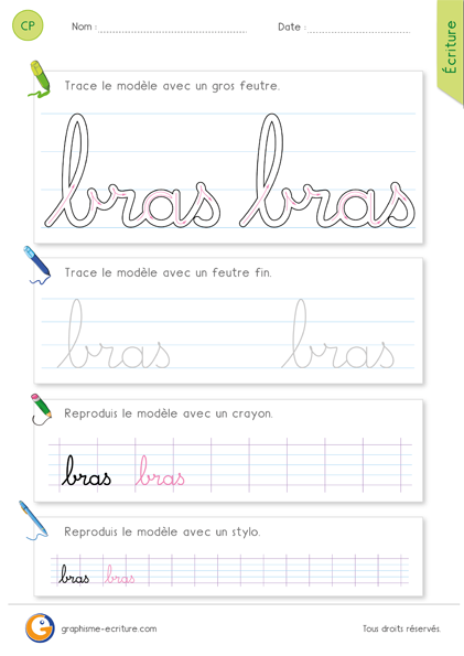 exercice-fiche- graphisme-écriture-cp-ce1-écrire-le-mot-table-minuscule-cursive