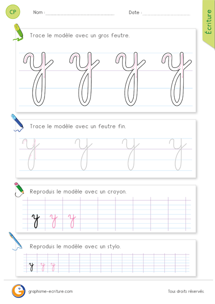 exercice-fiche-graphisme-écriture-cp-ce1-écrire-la-lettre-y-minuscule-cursive
