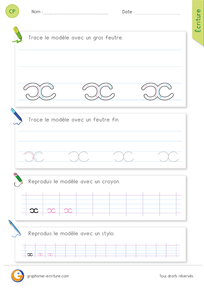 Fiche à imprimer : Exercice d'écriture CP