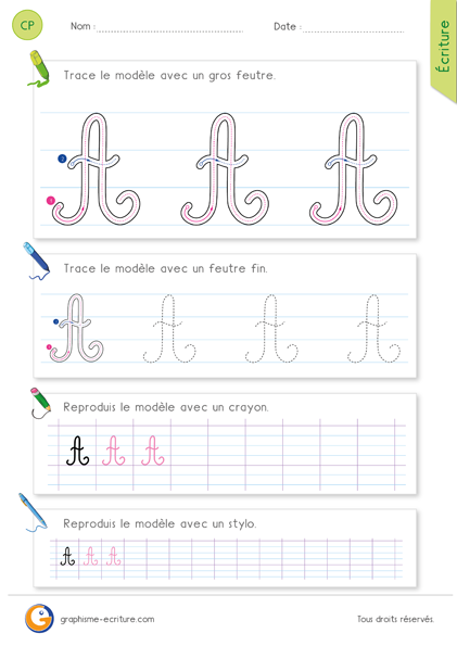 exercice-fiche-graphisme-écriture-cp-ce1-écrire-la-lettre-A-majuscule-en-cursive