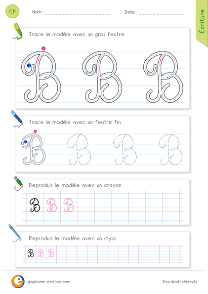 exercice-fiche-graphisme-écriture-cp-ce1-écrire-la-lettre-B-majuscule-en-cursive