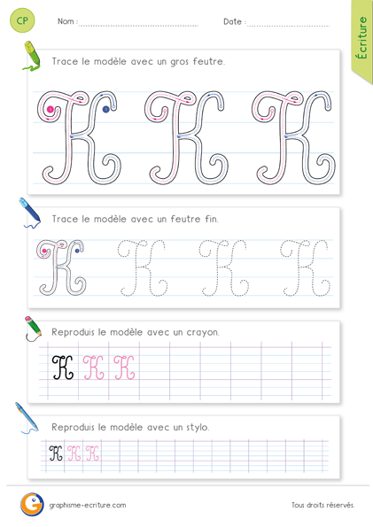 Apprendre crire La Lettre K MAJUSCULE En Cursive Apprendre crire La Lettre K MAJUSCULE En Cursive