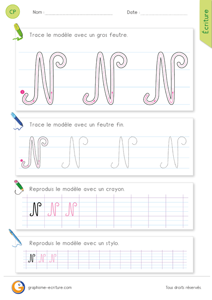 exercice-fiche-graphisme-écriture-cp-ce1-écrire-la-lettre-N-majuscule-en-cursive