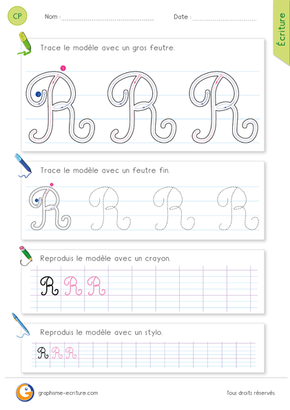 exercice-fiche-graphisme-écriture-cp-ce1-écrire-la-lettre-R-majuscule-en-cursive