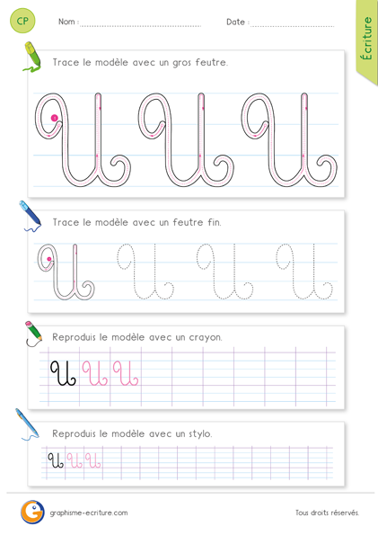 exercice-fiche-graphisme-écriture-cp-ce1-écrire-la-lettre-U-majuscule-en-cursive