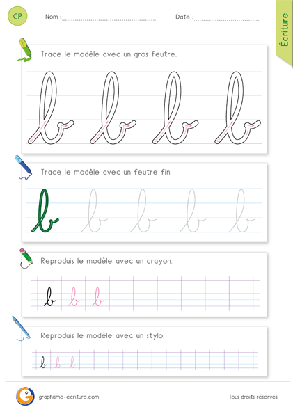 PDF Écrire la lettre b en cursive CP CE1