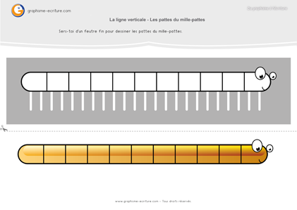 graphisme-maternelle-petite-section-les-lignes-verticales-mille-pattes