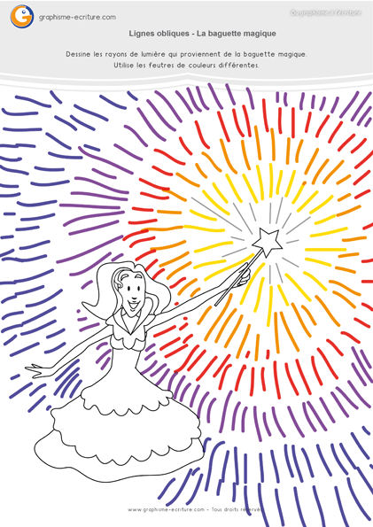 exercice-fiche- graphisme-écriture-moyenne-section-ms-traits-lignes-obliques-la-baguette-magique