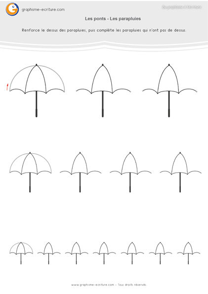 Graphisme MS Les ponts Compléter les parapluies -ponts-a-l-endroit