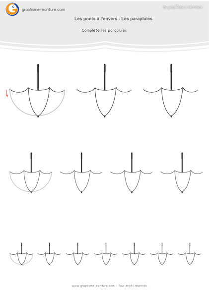 Graphisme MS Les ponts Compléter les parapluies -ponts-a-l-envers