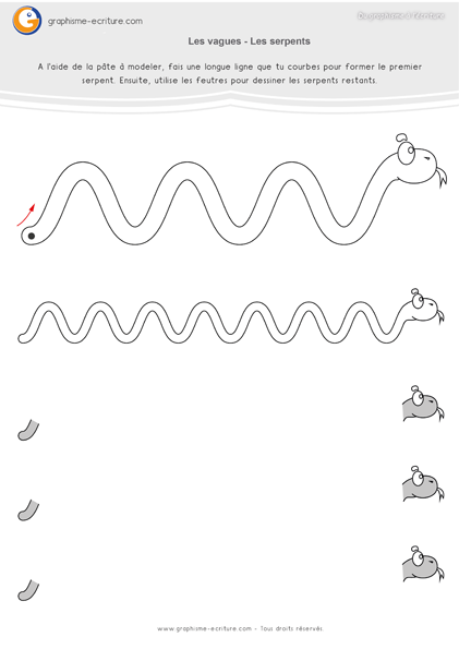 Graphisme Moyenne Section Les vagues - le serpent à modeler