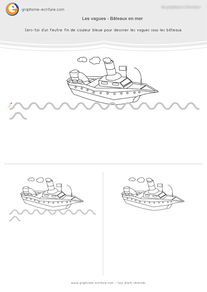 Graphisme MS Les vagues Le bateau en mer