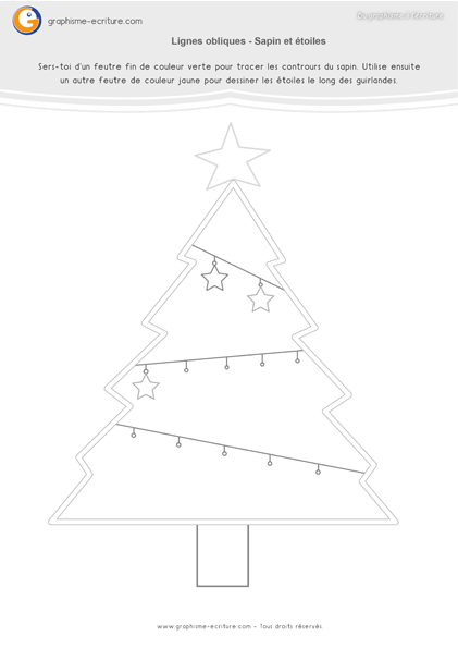 Graphisme GS Lignes obliques- Sapin de Noël et étoiles