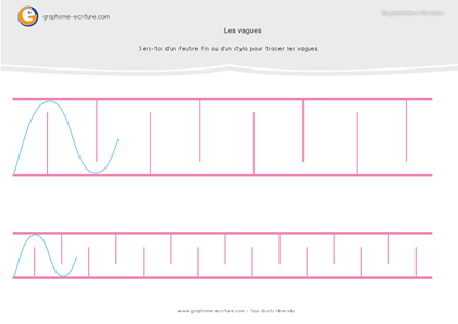 PDF Fiche de Garphisme GS Les vagues - Fiches à plastifier