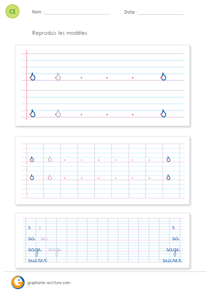 écriture ce2 cursive lettre s minuscule