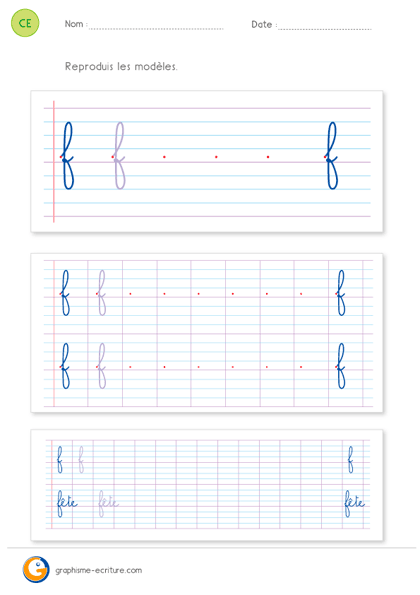 écriture ce2 cursive lettre f minuscule 